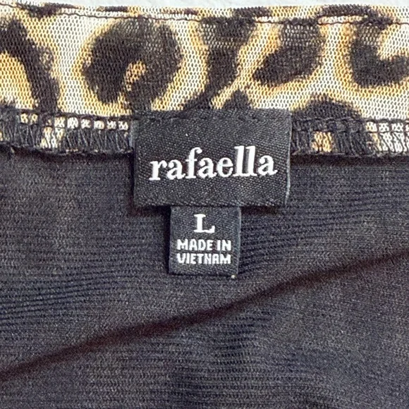 Rafaella Leopard Print Pleated Scoop Neck Short Sleeve Top Large - Picture 6 of 6